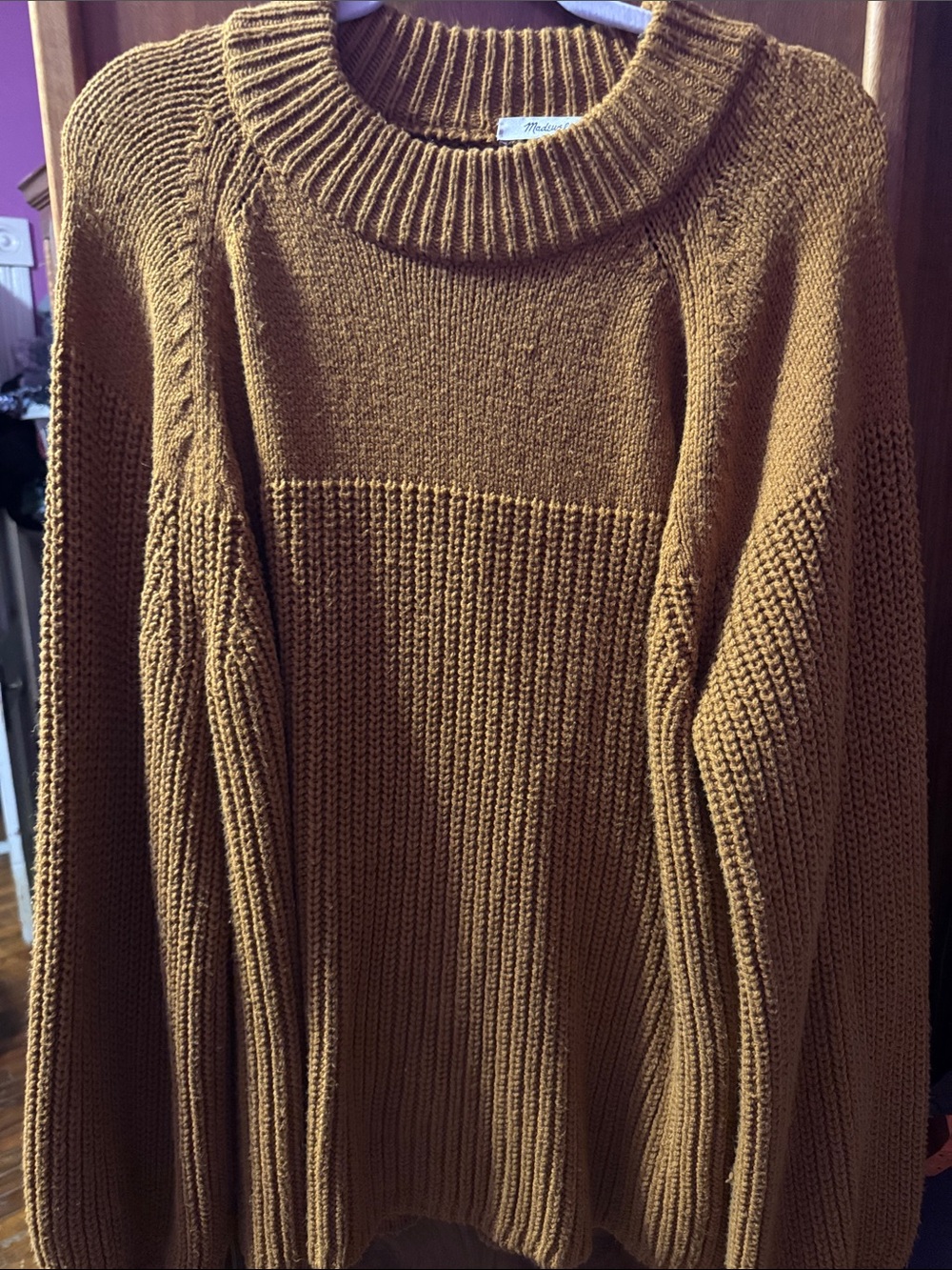 Madewell Chunky Crewneck Sweater in Mustard Brown size 2x